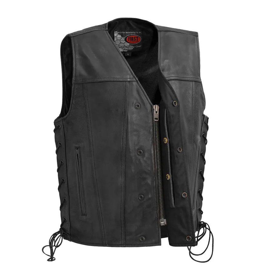 First Manufacturing High Roller Men's Motorcycle Leather Vest - Image 4