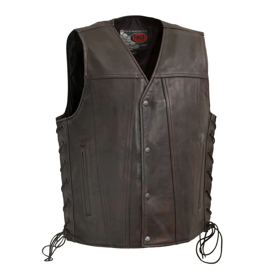 First Manufacturing High Roller Men's Motorcycle Leather Vest - Image 2